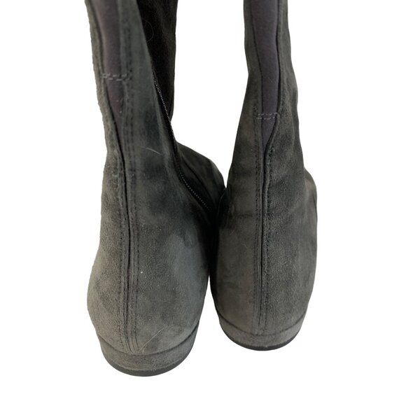 Stuart Weitzman Gray Suede Knee-High Boots Size 6M Flats Side Zipper 7974 - Picture 10 of 11